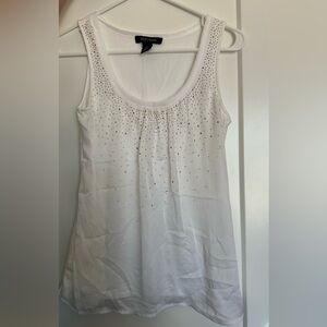 White House Black Market White Embellished Tank Top